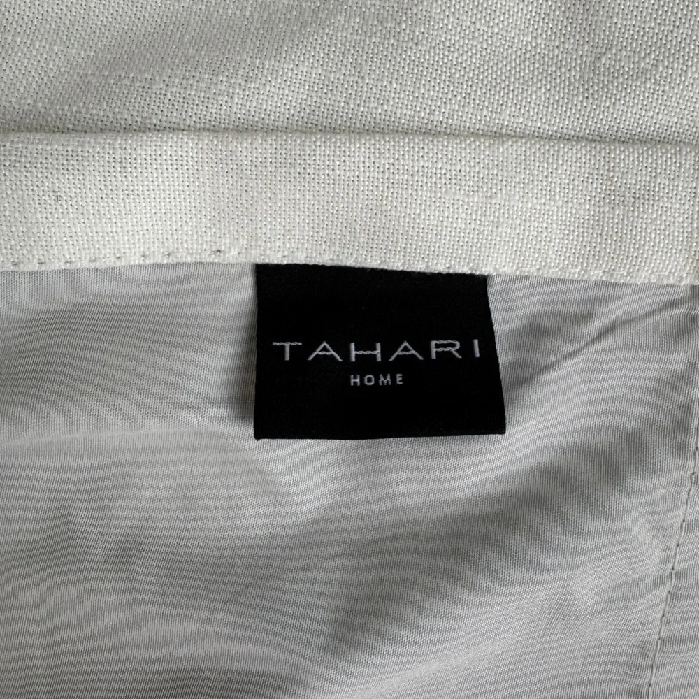 Tahari Home Off White Linen Blend Back Tab Lined Curtain Panels 50x94 Set of 2